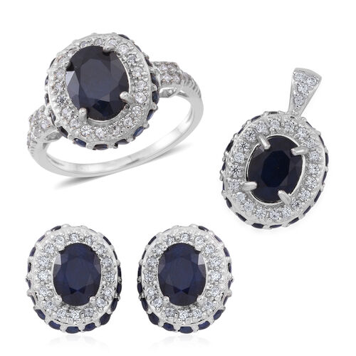 11 Ct Kanchanaburi Blue Sapphire and Multi Gemstone Halo Ring Pendant