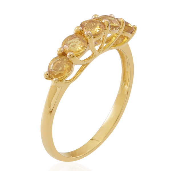 9K Y Gold AA Chanthaburi Yellow Sapphire (Rnd) 5 Stone Ring 2.000 Ct.