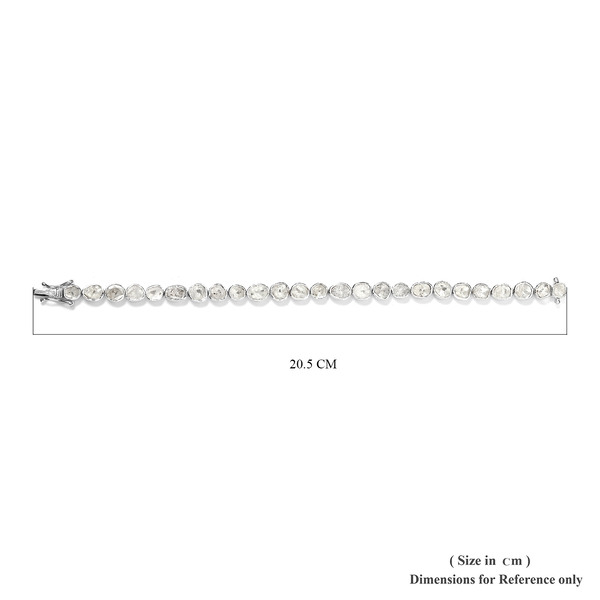 Artisan Crafted Polki Diamond Bracelet (Size 8) in Platinum Overlay Sterling Silver 4.00 ct,  Sliver Wt. 14.41 Gms