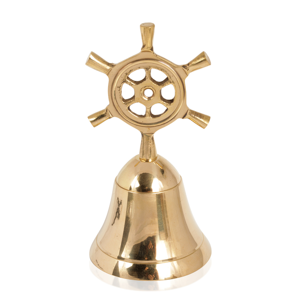 Home Decor - Handbell with Ship Wheel Handle in Gold Bond