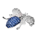 Lustro Stella - Simulated Blue Sapphire, Simulated Diamond and Simulated Emerald Pendant or Brooch in Platinum Overlay Sterling Silver
