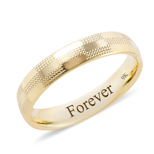 Personalised 9k Yellow Gold 4.5MM Textured Band Ring