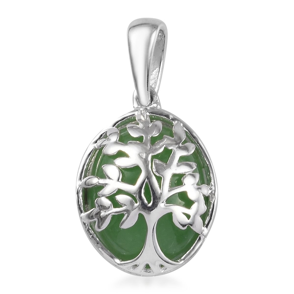6 Carat Green Jade Tree of Life Pendant in Sterling Silver