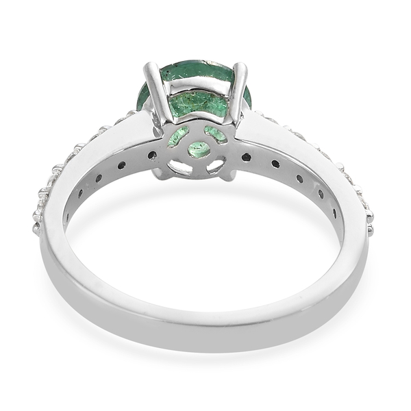 Signature Collection- RHAPSODY 950 Platinum AAAA Kagem Zambian Emerald (Rnd), Diamond (VS/E-F) Ring 1.650 Ct.