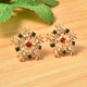 Multi Colour Austrian Crystal Earrings (with Push Back) in Yellow Gold Tone