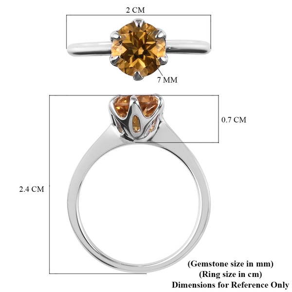 AA Citrine Solitaire Ring in Platinum 1Overlay Sterling Silver 1.25 Ct.
