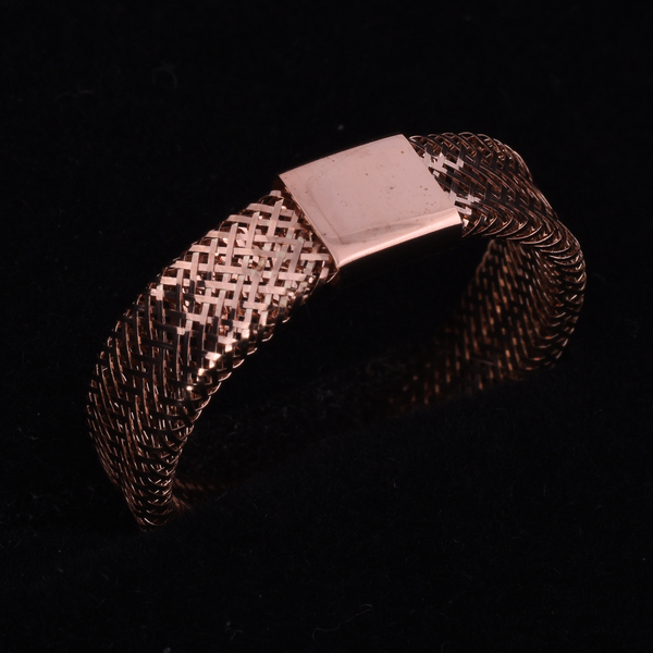 Italian Made - 9K Rose Gold Stretchable Ring (Size Large) (Size P to U)