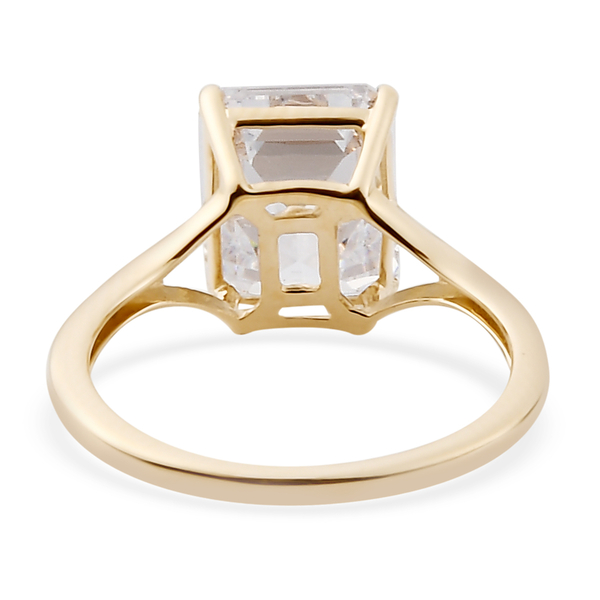 Lustro Stella 9K Yellow Gold Solitaire Ring Made with Finest CZ 6.38 Ct.