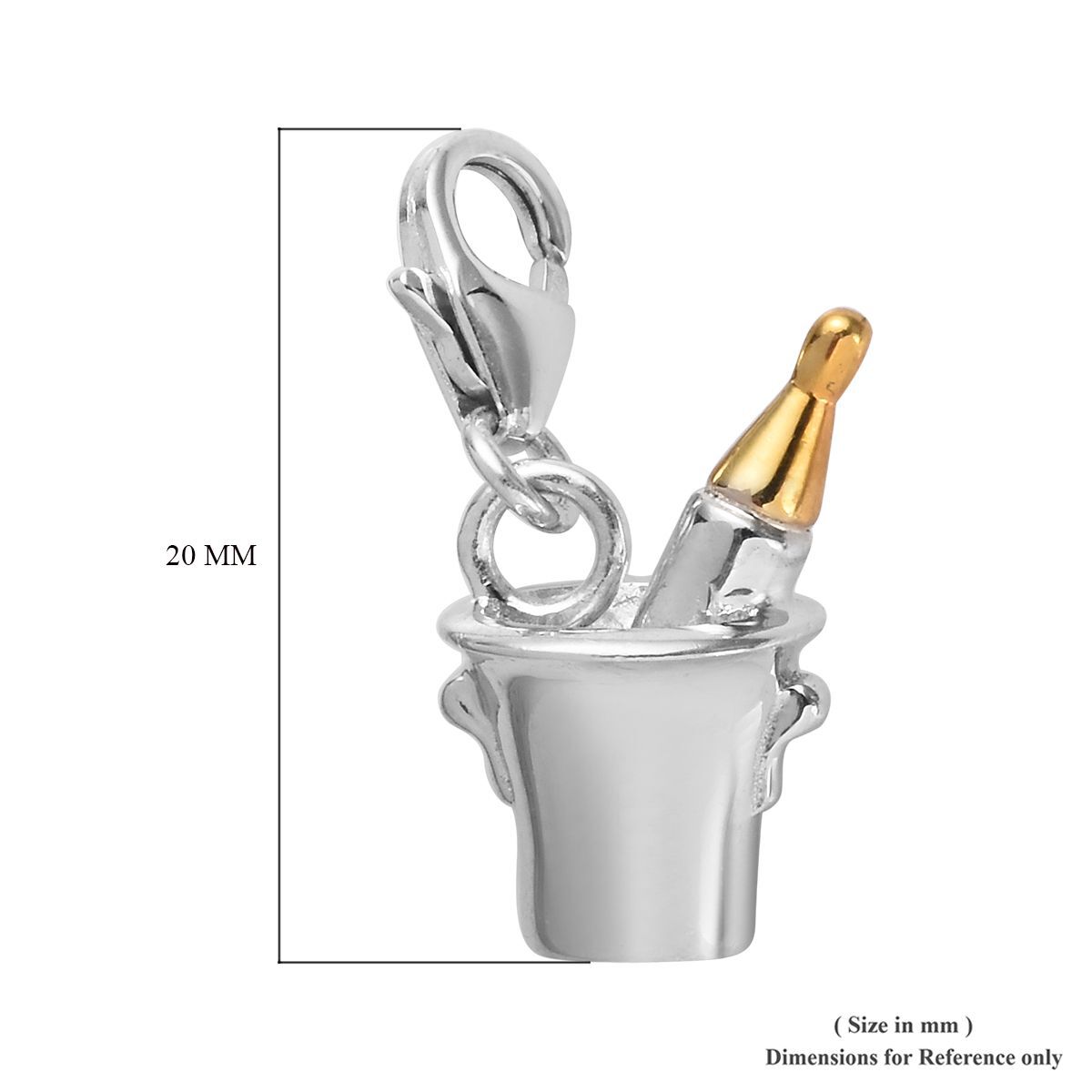 Platinum and Yellow Gold Overlay Sterling Silver Bottle in Bucket Charm