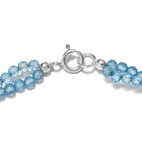 One Time Deal- Sky Blue Topaz Beads Bracelet (Size - 7.5) in Sterling Silver 30.78 Ct.