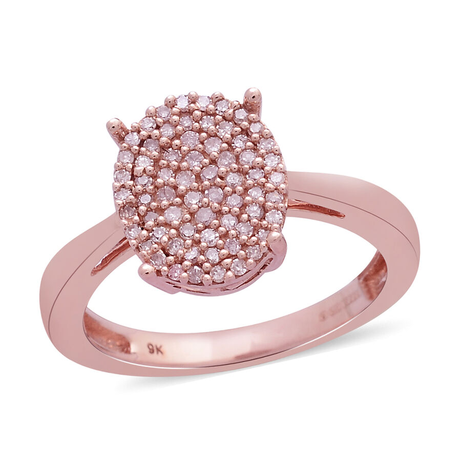 9K Rose Gold Natural Pink Diamond Cluster Ring 0.25 Ct.