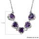 Simulated Amethyst Heart Pendant Cum Necklace With Magnet (Size - 18) in Platinum Overlay Sterling Silver
