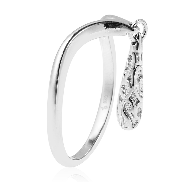 LucyQ Rhodium Overlay Sterling Silver Single Air Drip Ring