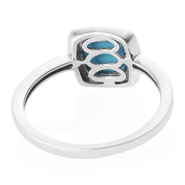Arizona Sleeping Beauty Turquoise (Cush) Solitaire Ring in Platinum Overlay Sterling Silver 2.000 Ct.
