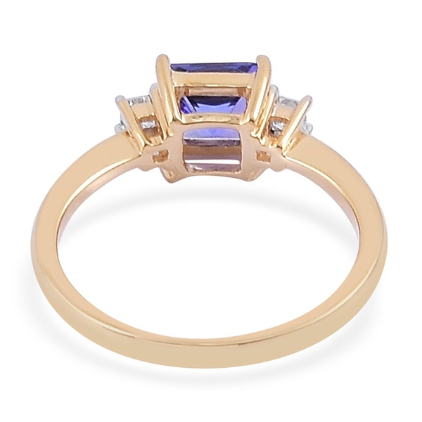 ILIANA 18K Y Gold AAA Tanzanite (Sqr 1.00 Ct), Diamond Ring 1.150 Ct.