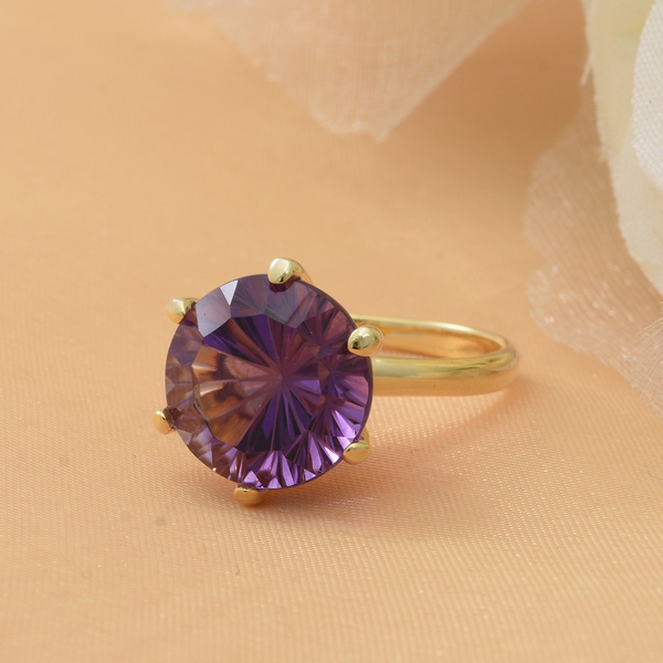 Lusaka Amethyst Solitaire Ring in 14K Gold Overlay Sterling Silver.
