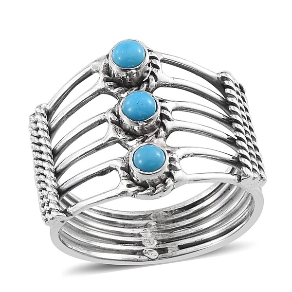 Arizona Sleeping Beauty Turquoise (Rnd) Trilogy Ring in Sterling Silver
