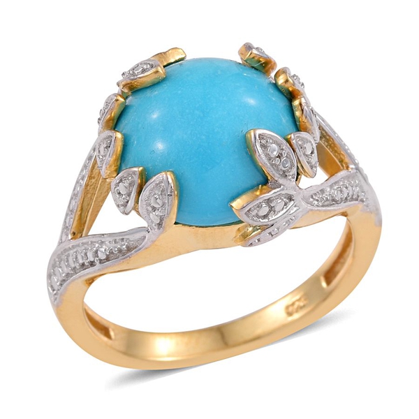 Arizona Sleeping Beauty Turquoise (Rnd) Solitaire Ring in 14K Gold Overlay Sterling Silver 5.000 Ct.