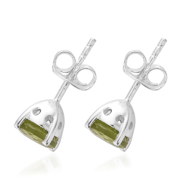 Hebei Peridot (Rnd) Stud Earrings (with Push Back) in Sterling Silver 2.000 Ct.