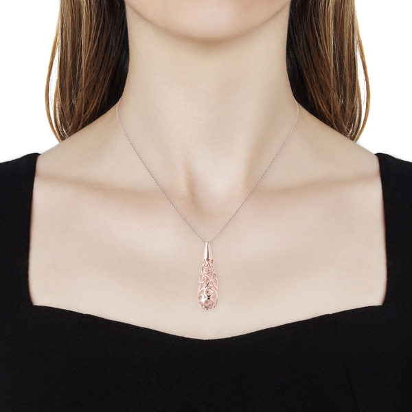 Mothers Day Special - LucyQ Air Drip Pendant with Chain (Size 30) in Rose Gold Overlay Sterling Silver, Silver wt 12.63 Gms.