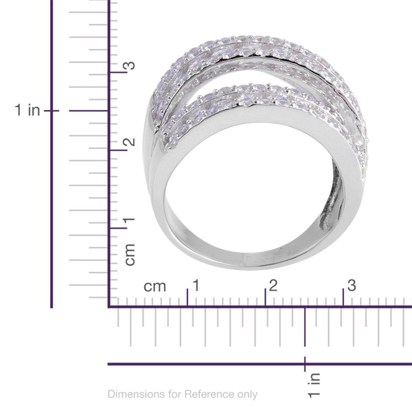 AAA Simulated White Diamond Ring in Platinum Overlay Sterling Silver