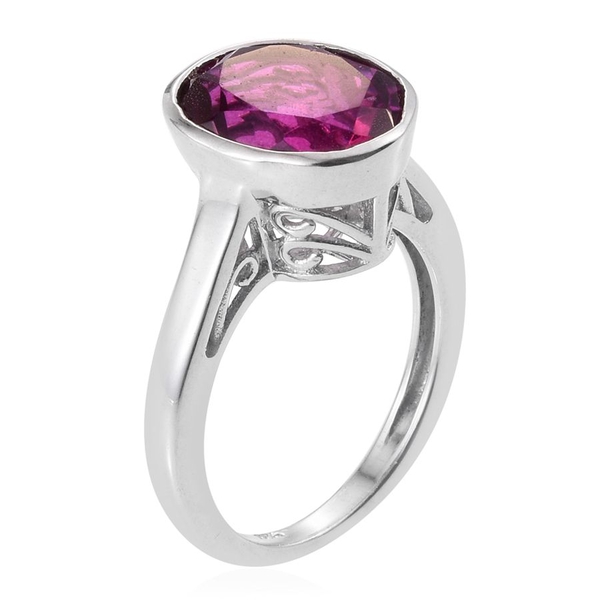 Radiant Orchid Triplet Quartz (Ovl) Solitaire Ring in Platinum Overlay Sterling Silver 3.500 Ct.