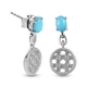 Arizona Sleeping Beauty Turquoise and Natural Cambodian Zircon Dangling Earrings (with Push Back) in Platinum Overlay Sterling Silver 1.000 Ct.