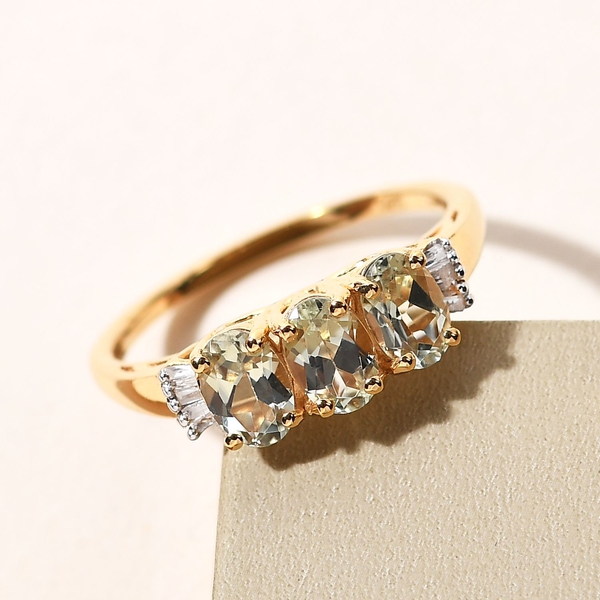 Turkizite and Diamond Ring in Vermeil Yellow Gold Overlay Sterling Silver 1.46 Ct.