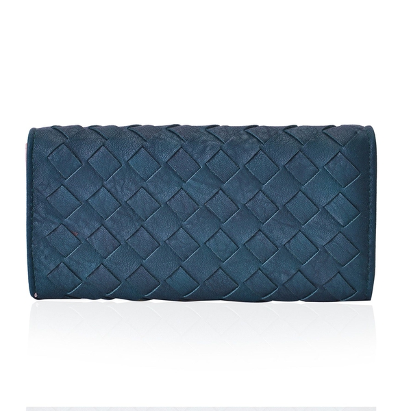 Celina Classic Dark Green Intrecciato Textured Wallet And Cardholder Set (Size 19x10x2.5 and 10.5x8x2.5 Cm)