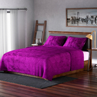 New Arrival 3 Piece- Super Luxurious Velvet Style Quilt and Pillowcases (Size 235 Cm) - Magenta Purp
