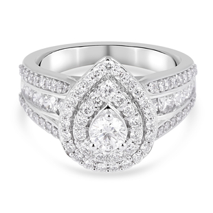 NY Close Out 14K White Gold Diamond (I1-I2/G-H) Cluster Ring 1.50 Ct, Gold wt. 5.50 Gms Size N FREE 
