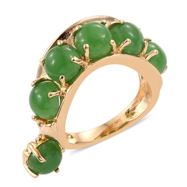Green Jade (Rnd) Ring in ION Plated 18K Yellow Gold Bond 6.000 Ct.