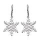 Platinum Overlay Sterling Silver Snowflake Lever Back Earrings, Silver ...