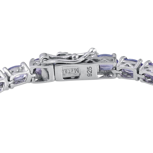 AA Tanzanite (Ovl) Tennis Bracelet (Size 7) in Platinum Overlay Sterling Silver 9.250 Ct.