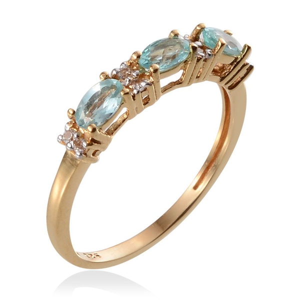 Paraibe Apatite (Ovl), White Topaz Ring in 14K Gold Overlay Sterling Silver 1.750 Ct.