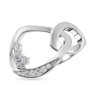 LucyQ Fluid Collection - Moissanite Ring in Rhodium Overlay Sterling Silver