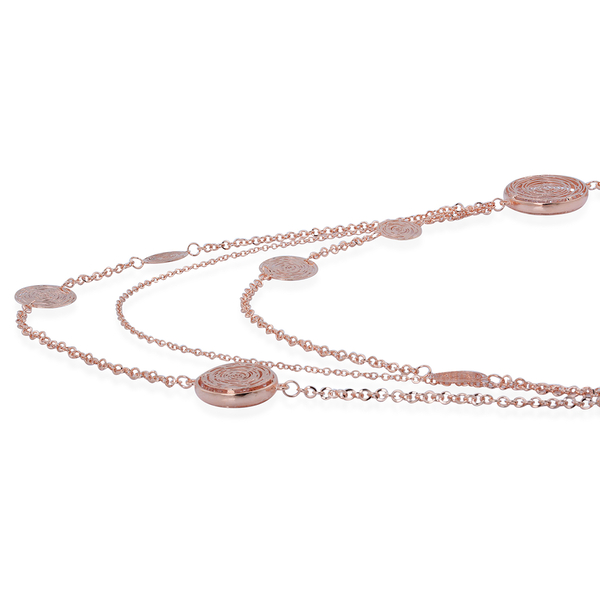 White Austrian Crystal Multi Strand Necklace (Size 30) in Rose Gold Tone