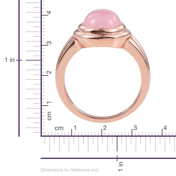 Pink Jade (Ovl) Solitaire Ring in Rose Gold Overlay Sterling Silver 4.500 Ct.