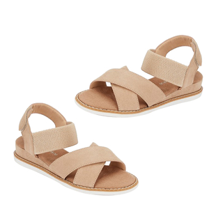 Crossover Strap Sandal with Velcro Closure (Size 3) - Mocha