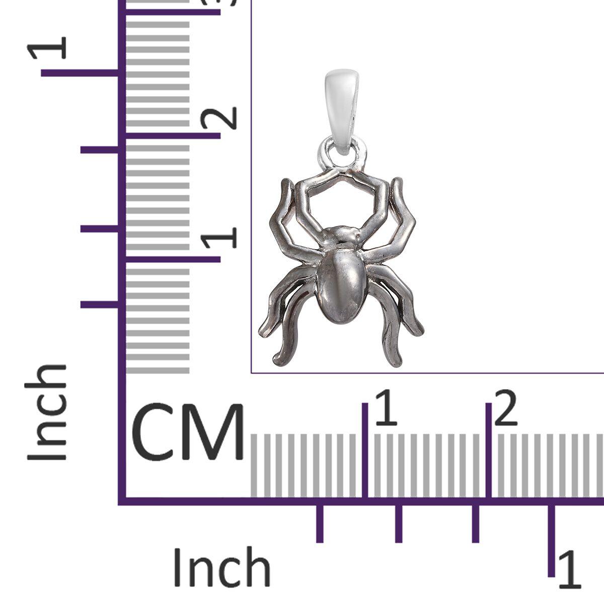 Platinum Overlay and Black Plating Sterling Silver Spider Pendant