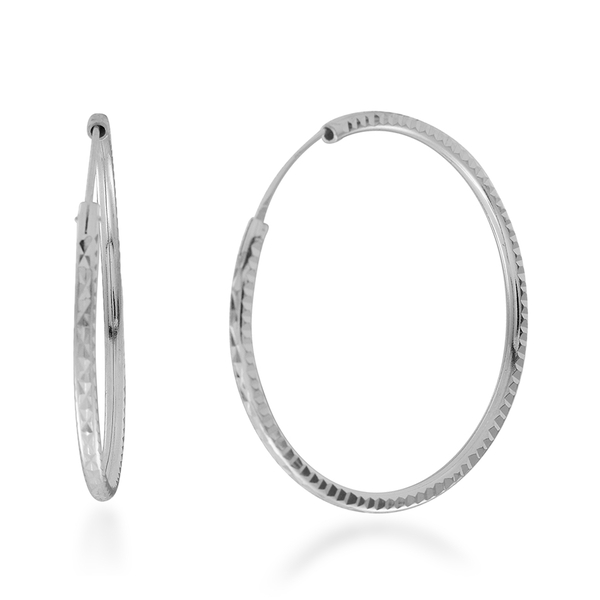 Thai Sterling Silver Hoop Earrings (with Clasp), Silver wt 3.65 Gms.