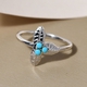 Arizona Sleeping Beauty Turquoise Three Leaf Ring in Platinum and Gold Overlay Sterling Silver