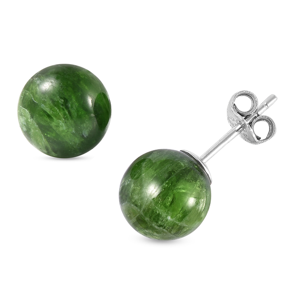 Chrome Diopside Stud Earrings (with Push Back) in Rhodium Overlay Sterling Silver 8.50 Ct