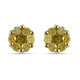 Yellow Diamond Pressure Set Floral Stud Earrings in Platinum Plated Sterling Silver