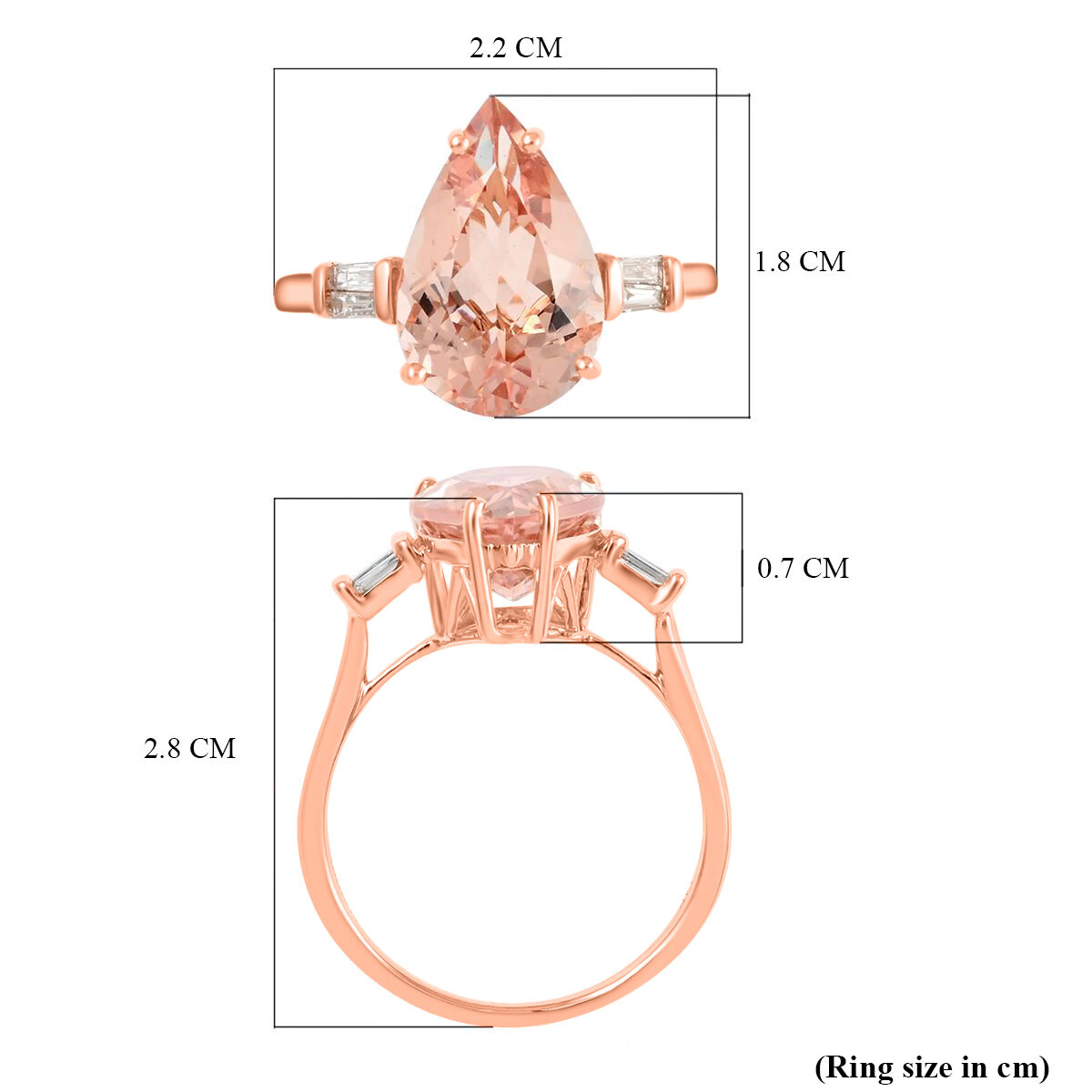 Certified and Appraised 14K Rose Gold AAA Marropino Morganite and (I1-G-H) Diamond Ring 4.00 Ct