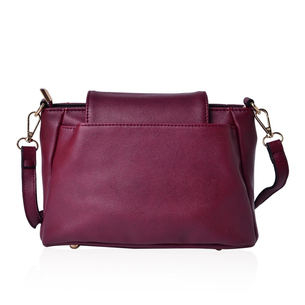 Kingston Burgundy Colour Crossbody Bag with Adjustable and Removable Shoulder Strap (Size 24x18x11 Cm)