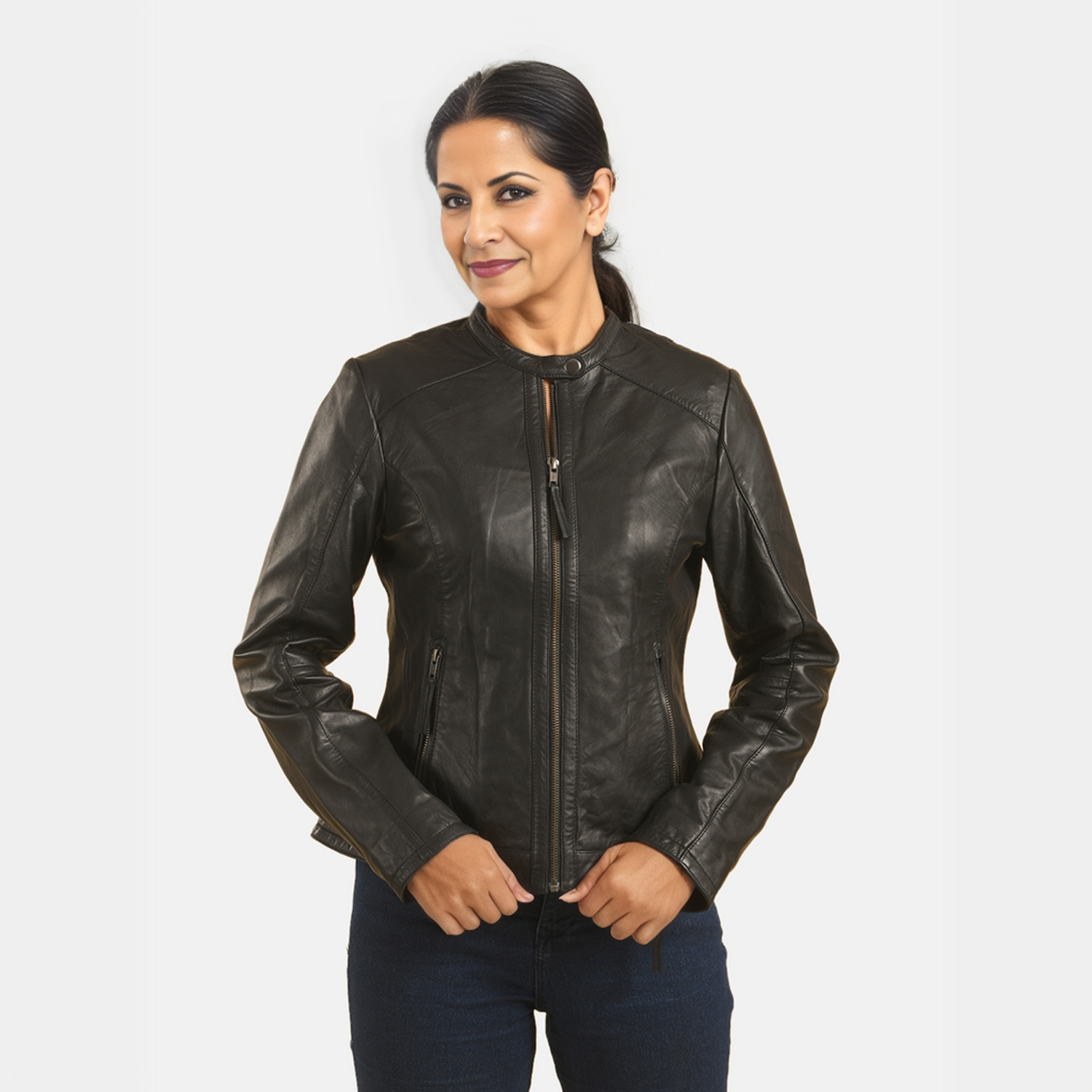 La MAREY 100% Genuine Leather Jacket for Women - Black