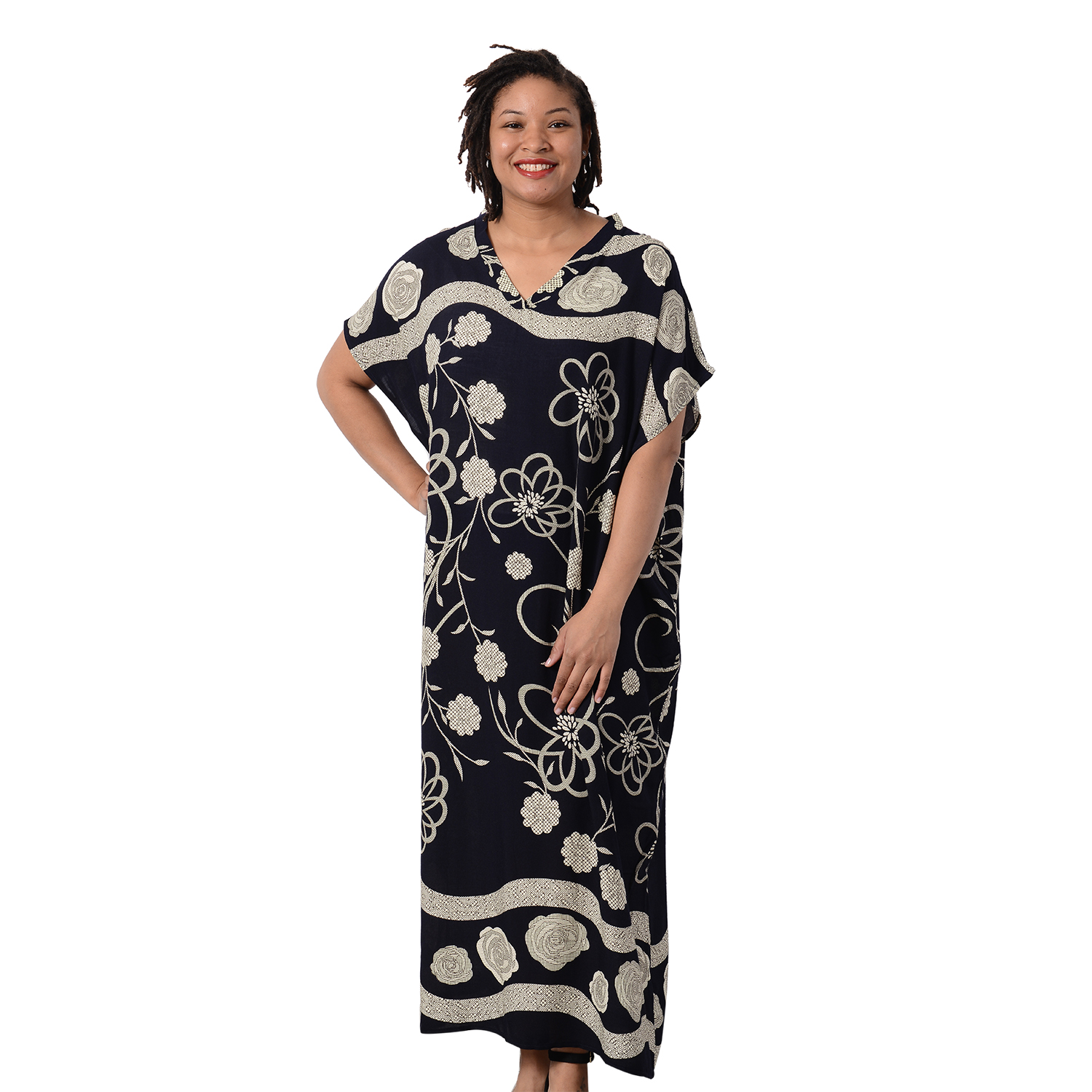 Floral Printed Long Dress in Navy (Size 80x30cm)