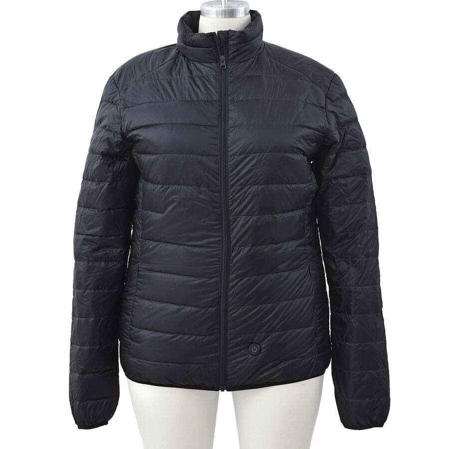 Heated Puffer Jacket with 3 Heat Settings (Size L) - 90% Duck Down And 10% Duck Feather - Black