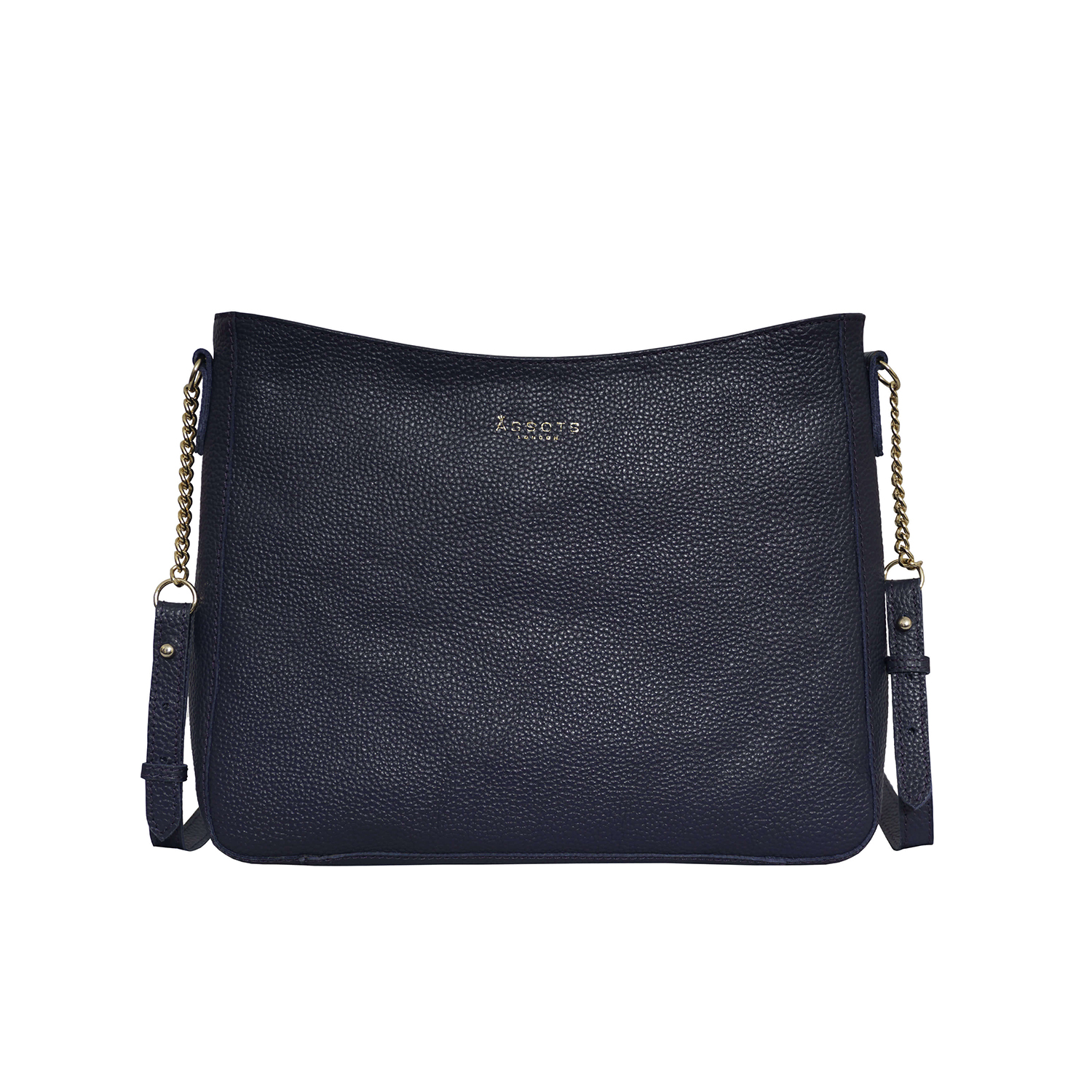 Assots London LOUISA - 100% Genuine Leather Handbag with Shoulder Strap (30x7x24cm) - Navy